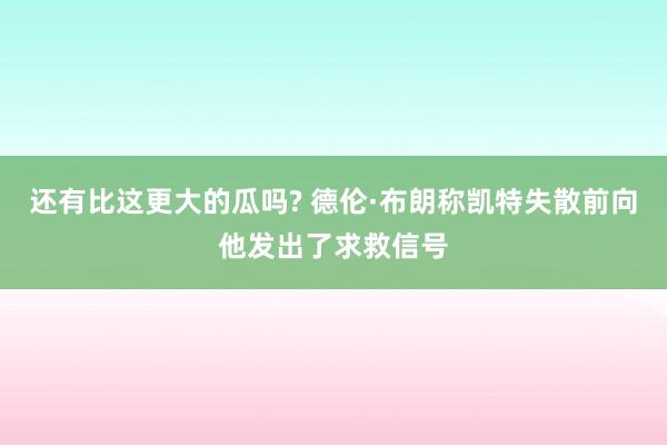 还有比这更大的瓜吗? 德伦·布朗称凯特失散前向他发出了求救信号