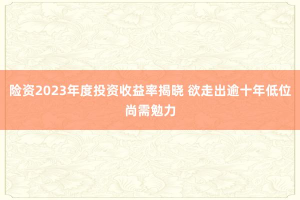 险资2023年度投资收益率揭晓 欲走出逾十年低位尚需勉力