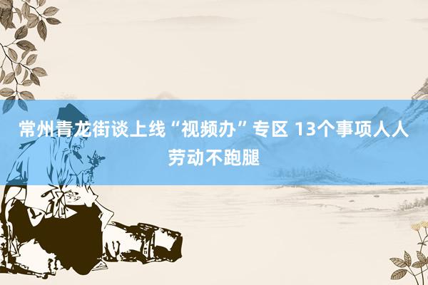 常州青龙街谈上线“视频办”专区 13个事项人人劳动不跑腿