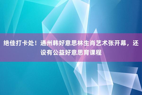 绝佳打卡处！通州韩好意思林生肖艺术张开幕，还设有公益好意思育课程