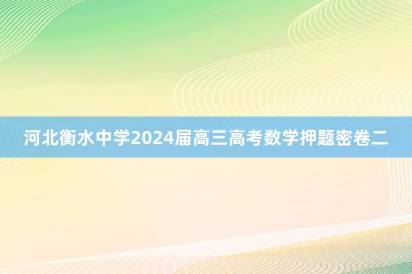 河北衡水中学2024届高三高考数学押题密卷二