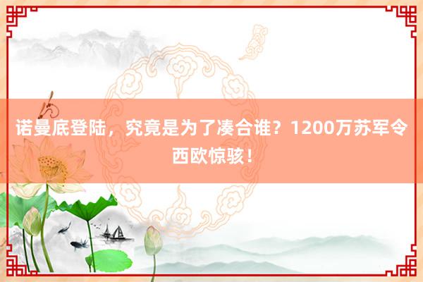 诺曼底登陆，究竟是为了凑合谁？1200万苏军令西欧惊骇！