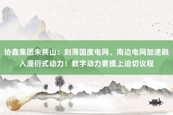 协鑫集团朱共山：刻薄国度电网、南边电网加速融入漫衍式动力！数字动力要提上迫切议程