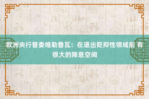 欧洲央行管委维勒鲁瓦：在退出贬抑性领域前 有很大的降息空间