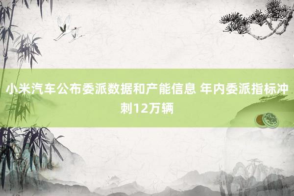 小米汽车公布委派数据和产能信息 年内委派指标冲刺12万辆