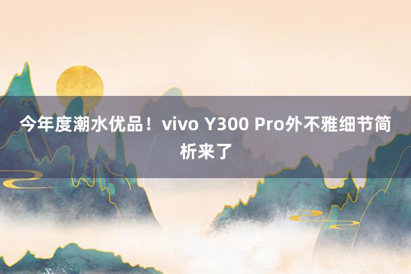 今年度潮水优品！vivo Y300 Pro外不雅细节简析来了