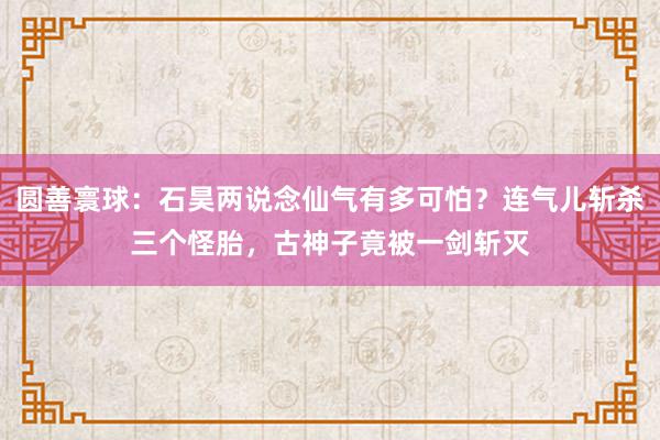 圆善寰球：石昊两说念仙气有多可怕？连气儿斩杀三个怪胎，古神子竟被一剑斩灭